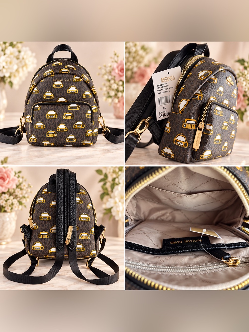 MICHAEL KORS limited Brown & Yellow Taxi Print Backpack